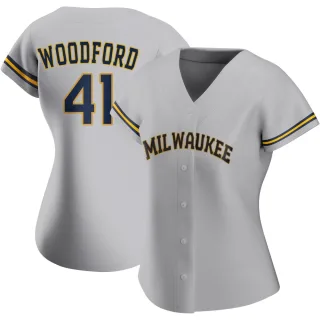 Authentic Women's Jake Woodford Milwaukee Brewers Road Jersey - Gray