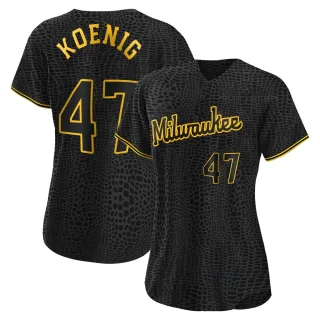 Authentic Women's Jared Koenig Milwaukee Brewers Snake Skin City Jersey - Black