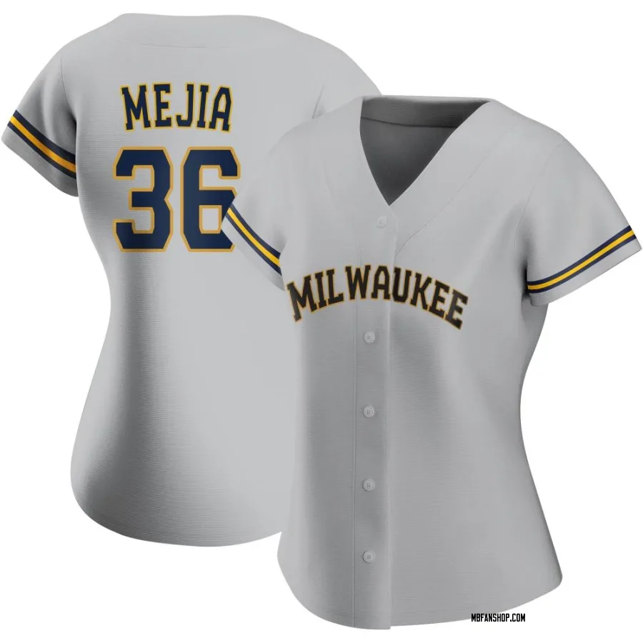 Authentic Women's J.C. Mejia Milwaukee Brewers Road Jersey - Gray