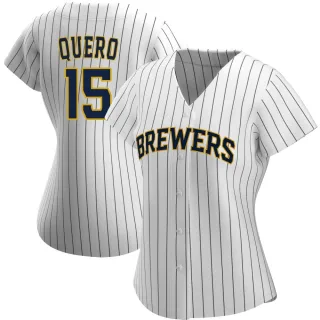 Authentic Women's Jeferson Quero Milwaukee Brewers Alternate Jersey - White/Navy