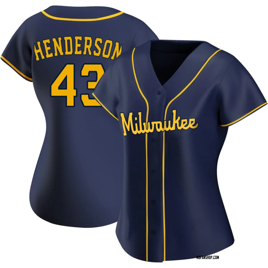 Authentic Women's Logan Henderson Milwaukee Brewers Alternate Jersey - Navy