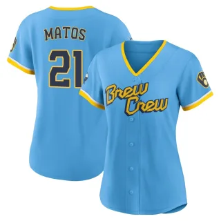 Authentic Women's Luis Matos Milwaukee Brewers Powder 2022 City Connect Jersey - Blue