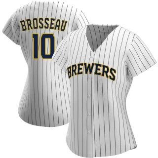 Authentic Women's Mike Brosseau Milwaukee Brewers Alternate Jersey - White/Navy