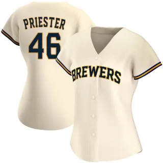 Authentic Women's Quinn Priester Milwaukee Brewers Home Jersey - Cream
