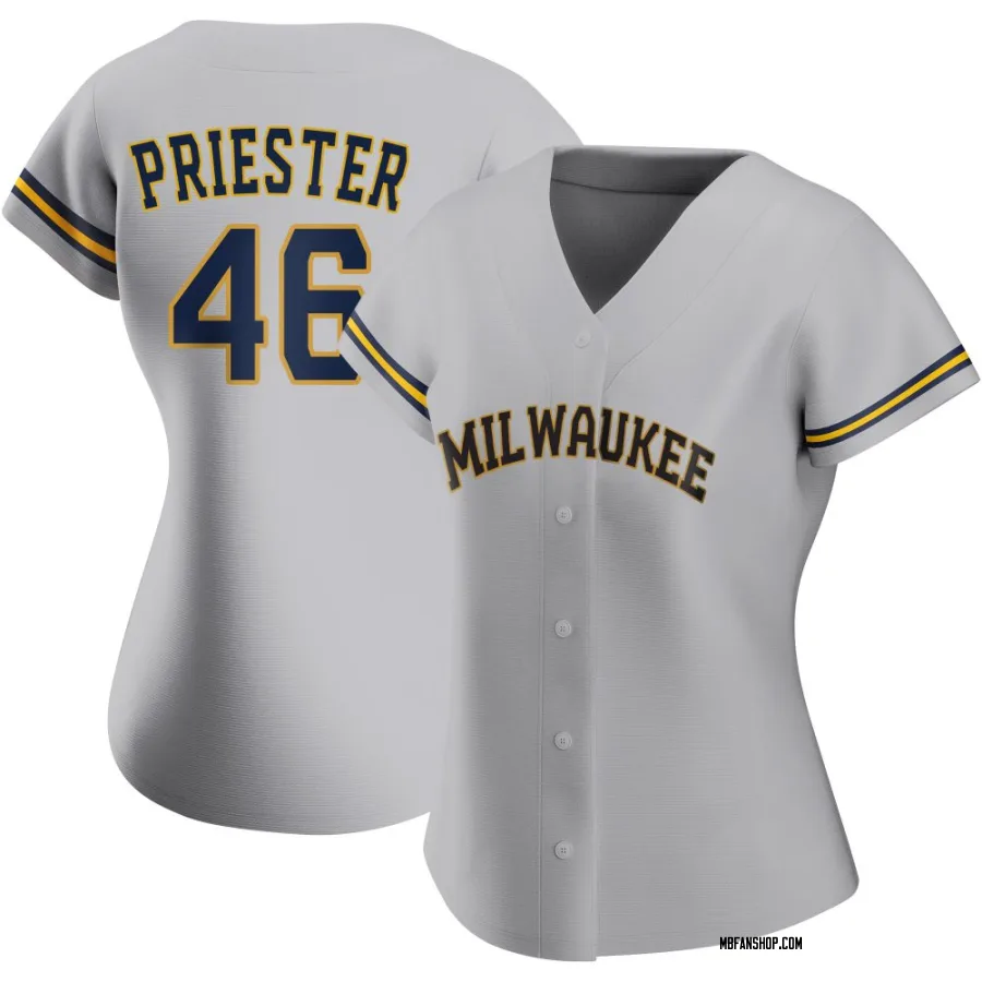Authentic Women's Quinn Priester Milwaukee Brewers Road Jersey - Gray