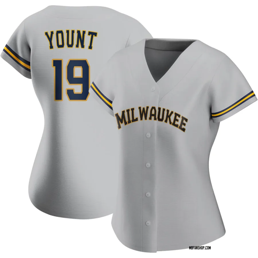 Authentic Women's Robin Yount Milwaukee Brewers Road Jersey - Gray