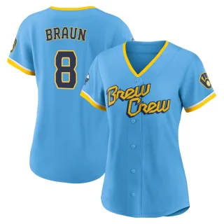Authentic Women's Ryan Braun Milwaukee Brewers Powder 2022 City Connect Jersey - Blue