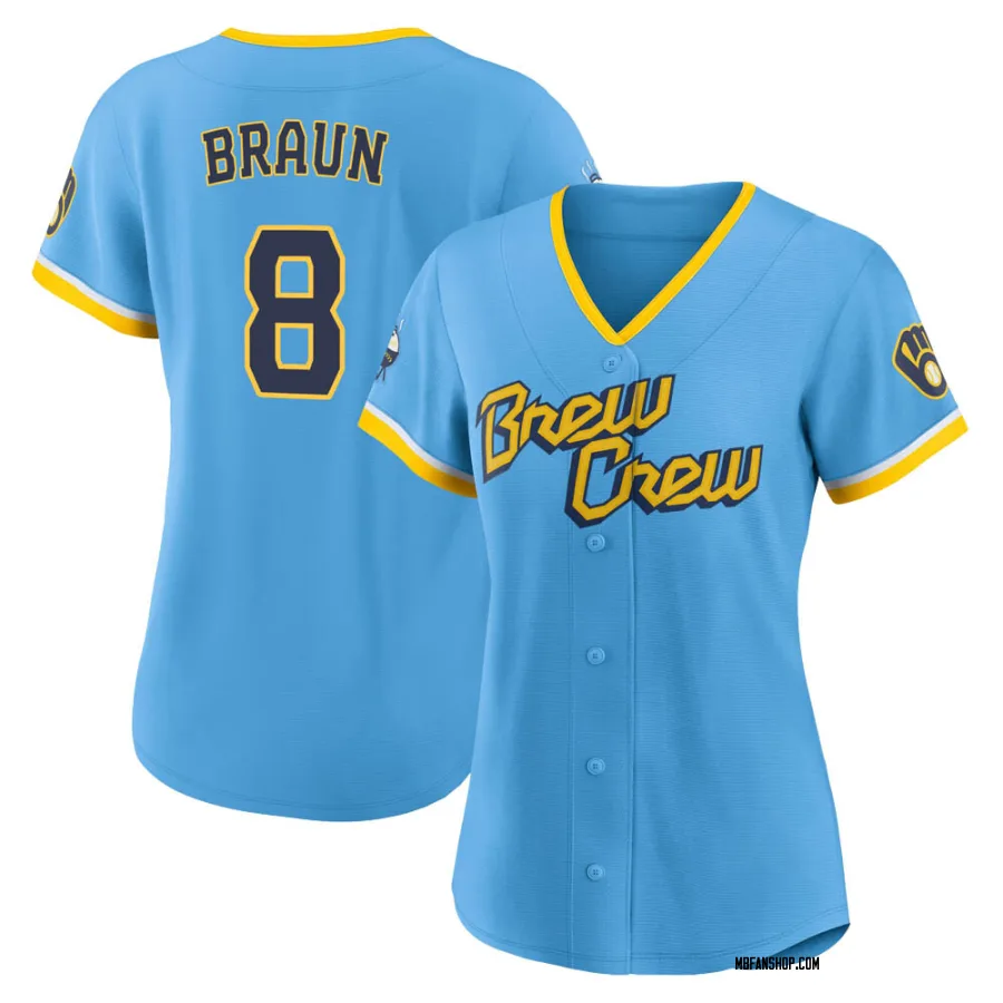 Authentic Women's Ryan Braun Milwaukee Brewers Powder 2022 City Connect Jersey - Blue