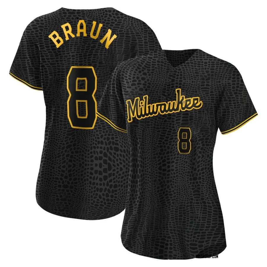 Authentic Women's Ryan Braun Milwaukee Brewers Snake Skin City Jersey - Black