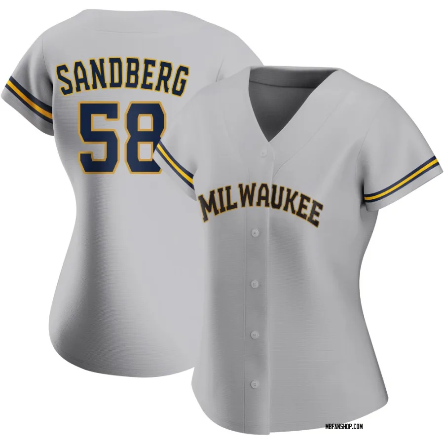Authentic Women's Ryan Sandberg Milwaukee Brewers Road Jersey - Gray
