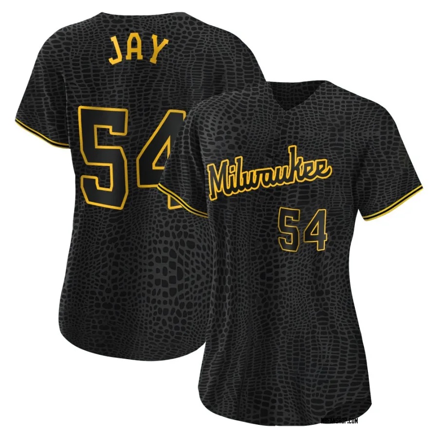 Authentic Women's Tyler Jay Milwaukee Brewers Snake Skin City Jersey - Black