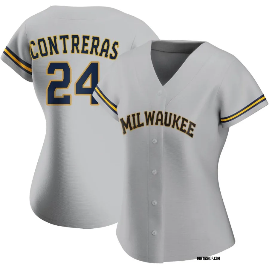 Authentic Women's William Contreras Milwaukee Brewers Road Jersey - Gray