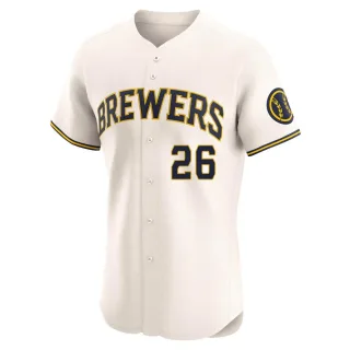 Elite Men's Aaron Ashby Milwaukee Brewers Home Jersey - Cream