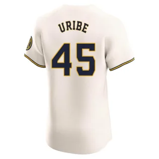 Elite Men's Abner Uribe Milwaukee Brewers Home Jersey - Cream