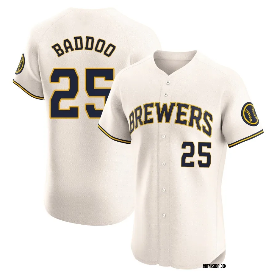 Elite Men's Akil Baddoo Milwaukee Brewers Home Jersey - Cream