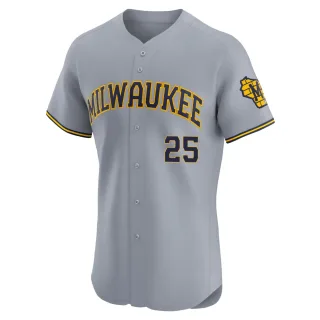 Elite Men's Akil Baddoo Milwaukee Brewers Road Jersey - Gray