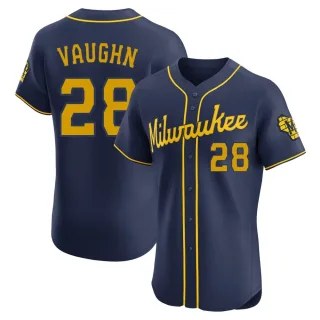 Elite Men's Andrew Vaughn Milwaukee Brewers Alternate Jersey - Navy