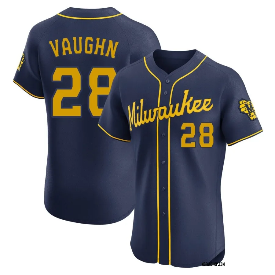 Elite Men's Andrew Vaughn Milwaukee Brewers Alternate Jersey - Navy