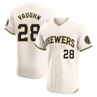 Elite Men's Andrew Vaughn Milwaukee Brewers Home Jersey - Cream