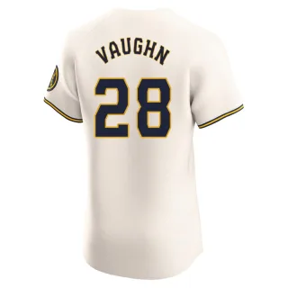 Elite Men's Andrew Vaughn Milwaukee Brewers Home Jersey - Cream