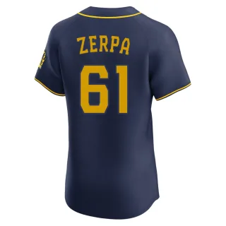 Elite Men's Angel Zerpa Milwaukee Brewers Alternate Jersey - Navy
