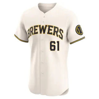Elite Men's Angel Zerpa Milwaukee Brewers Home Jersey - Cream