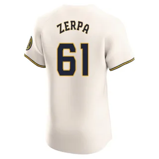 Elite Men's Angel Zerpa Milwaukee Brewers Home Jersey - Cream