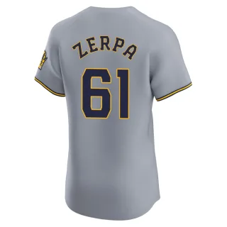 Elite Men's Angel Zerpa Milwaukee Brewers Road Jersey - Gray