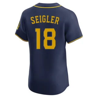 Elite Men's Anthony Seigler Milwaukee Brewers Alternate Jersey - Navy