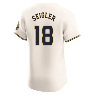 Elite Men's Anthony Seigler Milwaukee Brewers Home Jersey - Cream