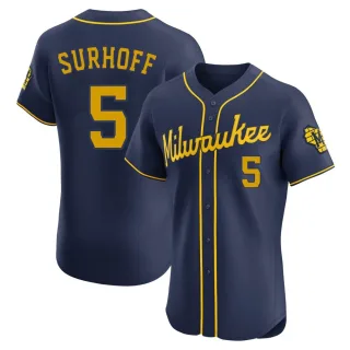 Elite Men's Bj Surhoff Milwaukee Brewers Alternate Jersey - Navy