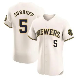 Elite Men's Bj Surhoff Milwaukee Brewers Home Jersey - Cream