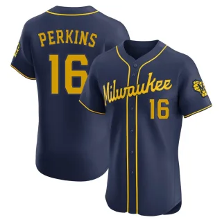 Elite Men's Blake Perkins Milwaukee Brewers Alternate Jersey - Navy