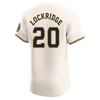 Elite Men's Brandon Lockridge Milwaukee Brewers Home Jersey - Cream