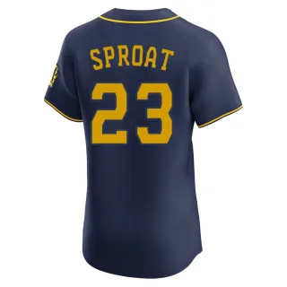 Elite Men's Brandon Sproat Milwaukee Brewers Alternate Jersey - Navy