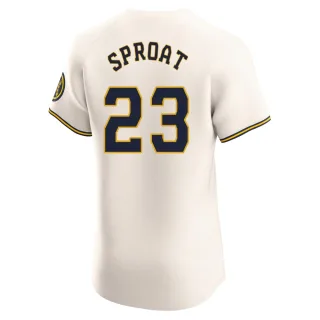 Elite Men's Brandon Sproat Milwaukee Brewers Home Jersey - Cream