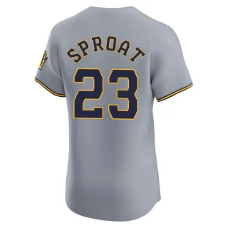 Elite Men's Brandon Sproat Milwaukee Brewers Road Jersey - Gray