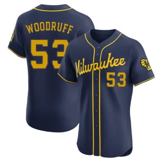 Elite Men's Brandon Woodruff Milwaukee Brewers Alternate Jersey - Navy