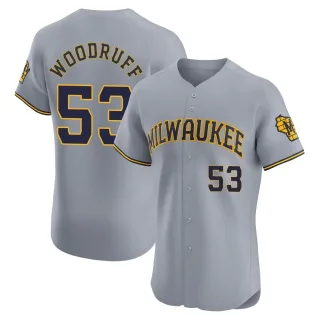 Elite Men's Brandon Woodruff Milwaukee Brewers Road Jersey - Gray