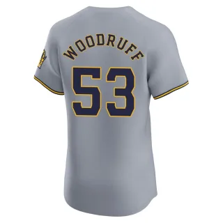 Elite Men's Brandon Woodruff Milwaukee Brewers Road Jersey - Gray