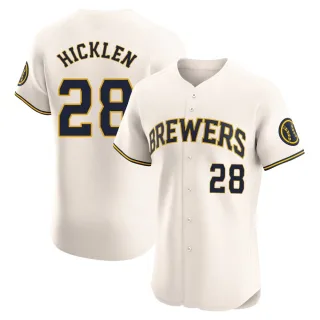 Elite Men's Brewer Hicklen Milwaukee Brewers Home Jersey - Cream