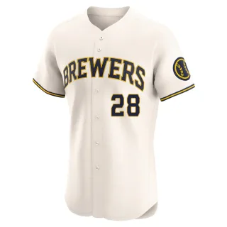 Elite Men's Brewer Hicklen Milwaukee Brewers Home Jersey - Cream