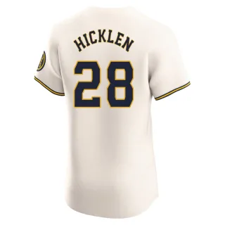 Elite Men's Brewer Hicklen Milwaukee Brewers Home Jersey - Cream