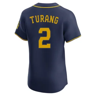 Elite Men's Brice Turang Milwaukee Brewers Alternate Jersey - Navy