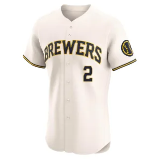 Elite Men's Brice Turang Milwaukee Brewers Home Jersey - Cream