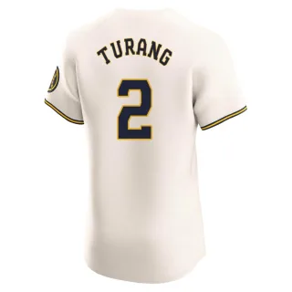 Elite Men's Brice Turang Milwaukee Brewers Home Jersey - Cream