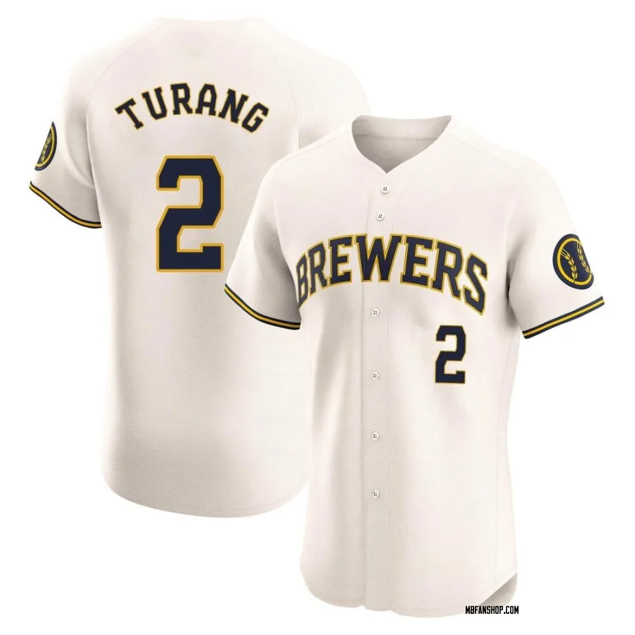 Elite Men's Brice Turang Milwaukee Brewers Home Jersey - Cream