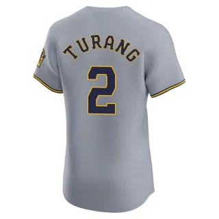 Elite Men's Brice Turang Milwaukee Brewers Road Jersey - Gray