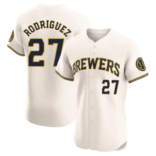 Elite Men's Carlos Rodriguez Milwaukee Brewers Home Jersey - Cream