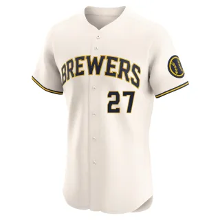 Elite Men's Carlos Rodriguez Milwaukee Brewers Home Jersey - Cream